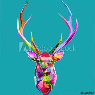 Tête de chevreuil multicolore style Pop Art - 901156598