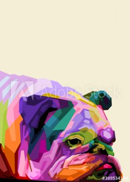Chien Bulldog anglais multicolore style Pop Art