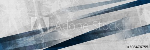 Dark blue grunge stripes abstract banner design. Geometric tech background. V... - 901156531
