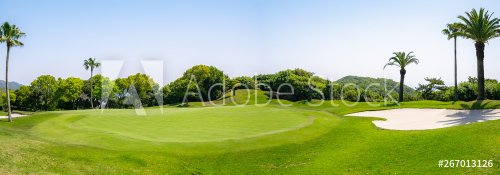Panorama View of Golf Course with beautiful green. Golf is a sport to play on... - 901156578
