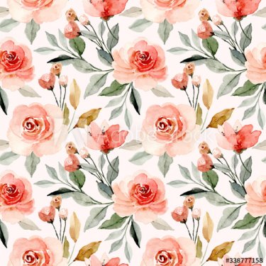 watercolor floral blossom seamless pattern - 901156545