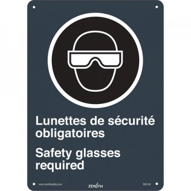 Zenith Safety Products - SGI143 - Enseigne de sécurité CSA « Lunettes de Sécurité / Safety Glasses » Chaque