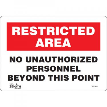 Zenith Safety Products - SGL443 - No Unauthorized Personnel Sign Each