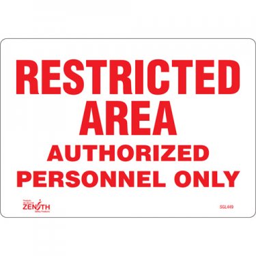 Zenith Safety Products - SGL449 - Authorized Personnel Only Sign Each
