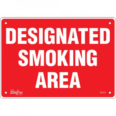 Zenith Safety Products - SGL974 - Enseigne «Designated Smoking Area» Chaque