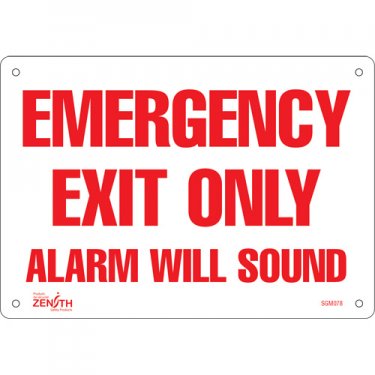 Zenith Safety Products - SGM078 - Enseigne «Emergency Exit Only» Chaque