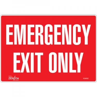 Zenith Safety Products - SGM082 - Enseigne «Emergency Exit Only» Chaque