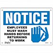 Zenith Safety Products - SGM146 - Enseigne «Employees Must Wash Hands» Chaque