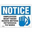 Zenith Safety Products - SGM148 - Enseigne «Employees Must Wash Hands» Chaque