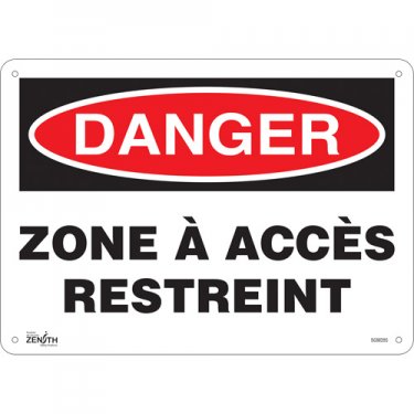 Zenith Safety Products - SGM285 - Enseigne «Zone à Accès Restreint» Chaque