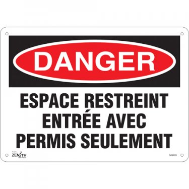 Zenith Safety Products - SGM351 - Enseigne «Espace Restreint» Chaque