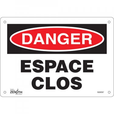 Zenith Safety Products - SGM367 - Enseigne «Espace Clos» Chaque