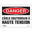 Zenith Safety Products - SGM371 - Enseigne «Câble Souterrain À Haute Tension» Chaque