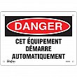 Zenith Safety Products - SGM453 - Enseigne «Équipement Démarre Automatiquement» Chaque