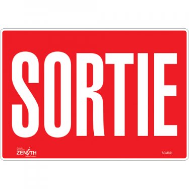 Zenith Safety Products - SGM601 - Enseigne «Sortie» Chaque