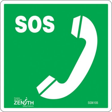 Zenith Safety Products - SGN105 - Enseigne de sécurité CSA - téléphone d'urgence Chaque