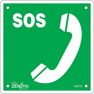 Zenith Safety Products - SGN107 - Enseigne de sécurité CSA - téléphone d'urgence Chaque