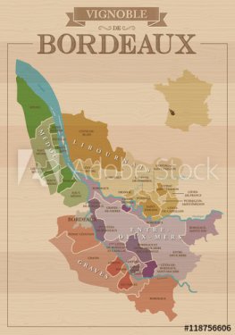 Carte effet bois du Vignoble de Bordeaux - 901156758