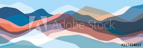 Color mountains, translucent waves, abstract glass shapes, modern background