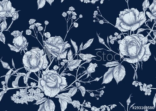 Flowers on a blue background - 901156753
