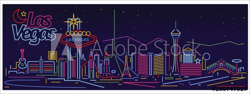 Las Vegas Nevada Neon signs skyline - 901156715