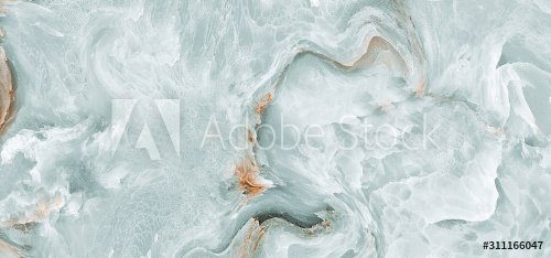 Polished onyx marble with high-resolution, aqua tone emperador marble, natura... - 901156768