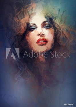 woman portrait .abstract watercolor .fashion background - 901156756