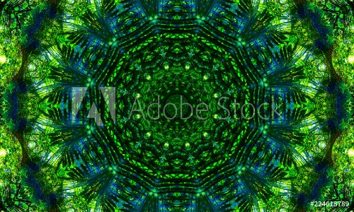 Black and green mandala Art with a beautiful kaleidoscopic pattern. - 901156883