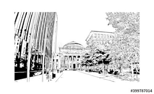 Building view with landmark of Montreal is the city in Canada. Hand drawn ske... - 901156940