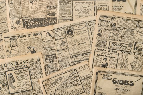 Newspaper pages antique advertising Vintage fashion magazine - 901157068
