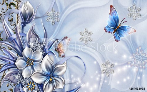 abstract floral background with flowers - 901157372