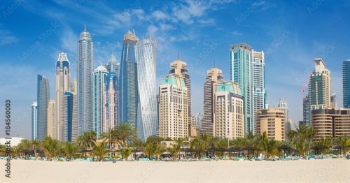 Dubai - The Marina towers from the beach.
