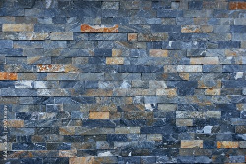 Decorative bluish wall, brick , vintage style, block texture, rough surface - 901157459
