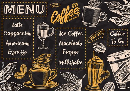 Coffee menu background in vintage style. - 901157571