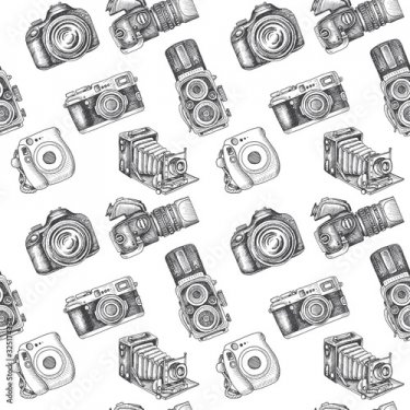 Sketch camera evolution. Style for the photographer. Camera pattern. - 901157588