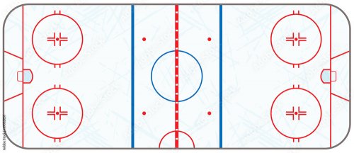 Patinoire de hockey sur glace avec marques de patin - 901157598