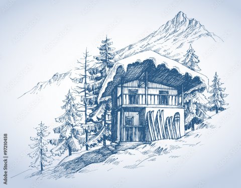 Ski hut in mountains resort