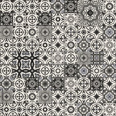 Mega Gorgeous seamless patchwork pattern from black and white Moroccan, Portu... - 901157711