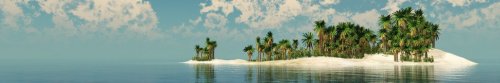 panoramic seascape. Panorama of a tropical island in the ocean.
