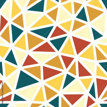 Seamless terrazzo pattern from colorful triangles. Triangulation texture. Til... - 901157708
