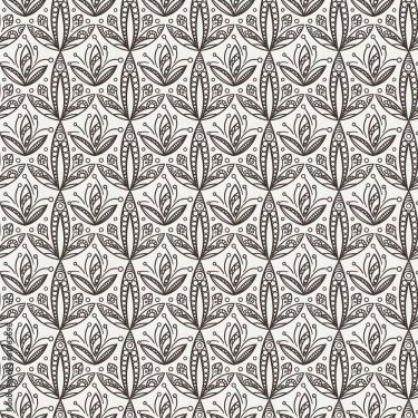 Vector seamless hand-drawn floral pattern
