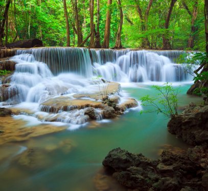 Deep forest Waterfall, Kanchanaburi, Thailand - 900042890