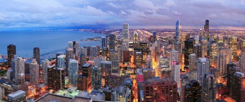 Chicago skyline panorama aerial view - 900055253