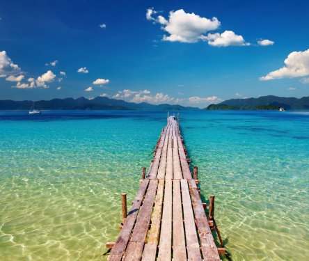 Wooden pier in tropical paradise