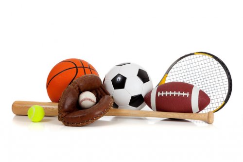 Assorted sports equipment on white - 900083553