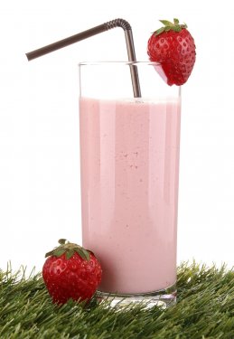 strawberry smoothie on white