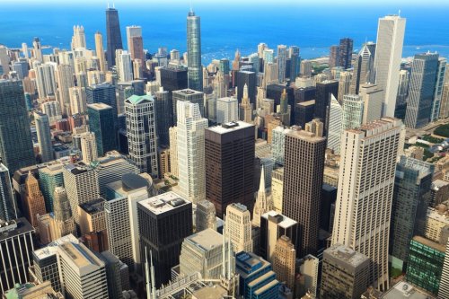 Aerial View of Downtown Chicago - 900214801