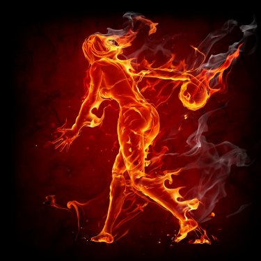 Fiery girl with fireball - 900290803