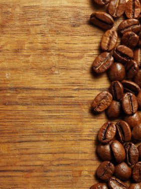 Coffee beans on wood - 900411549
