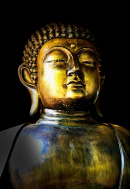 Buddha image in  on black.